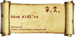 Hink Klára névjegykártya